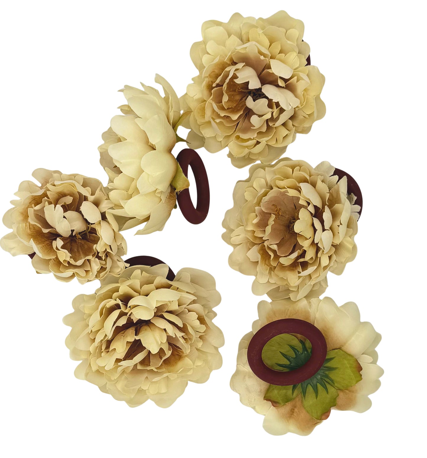 Blooming peony napkin ring beige