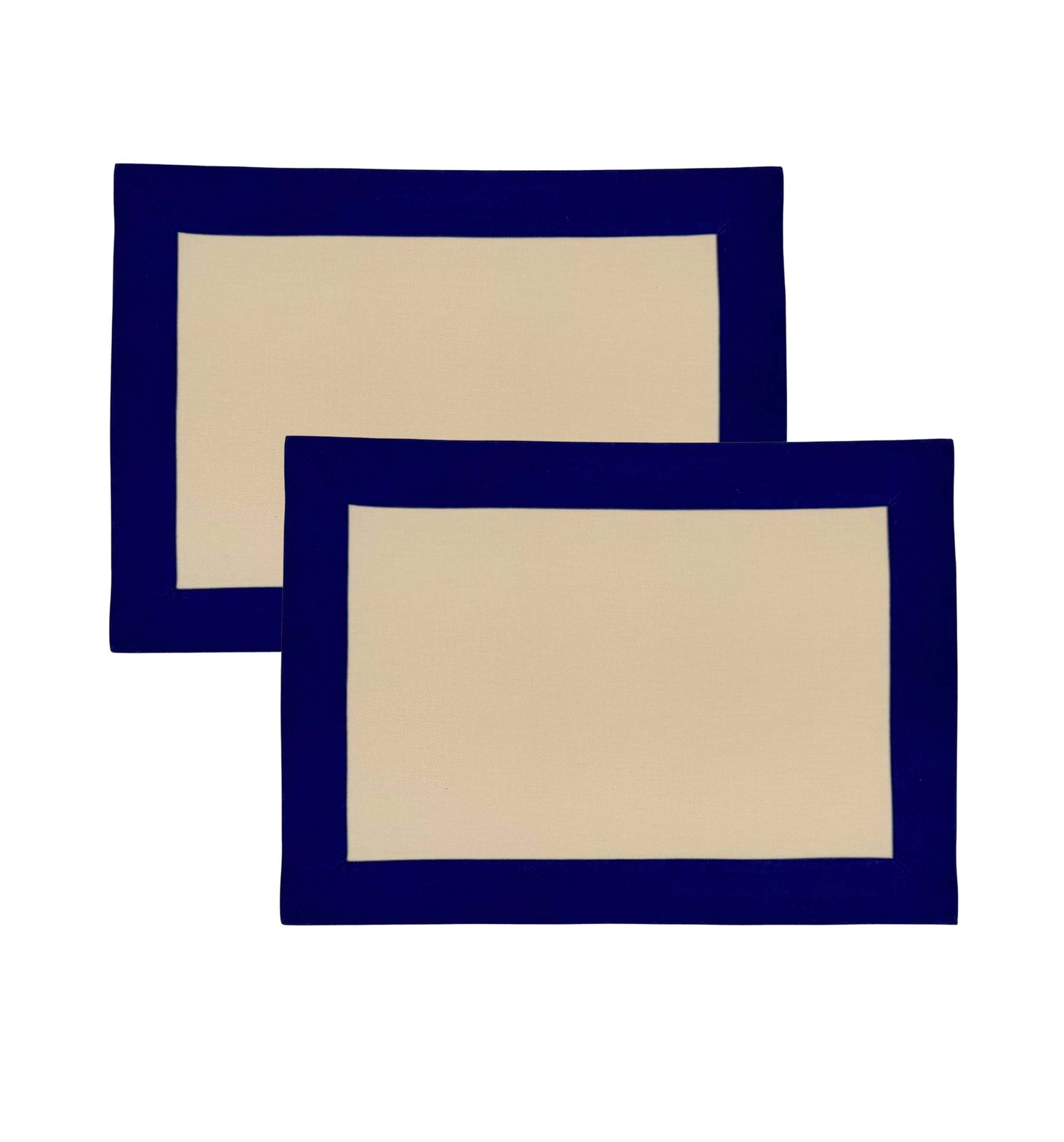 Navy and cream box placemats.