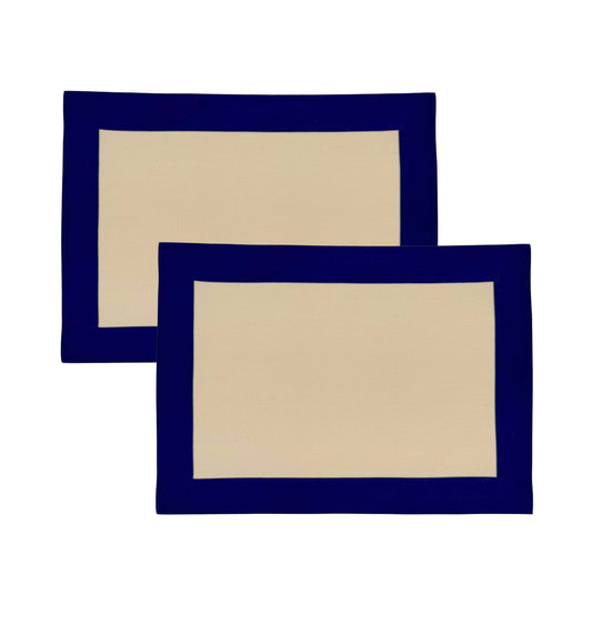 Navy and cream box placemats.