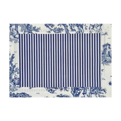 The box navy blue toile placemats.