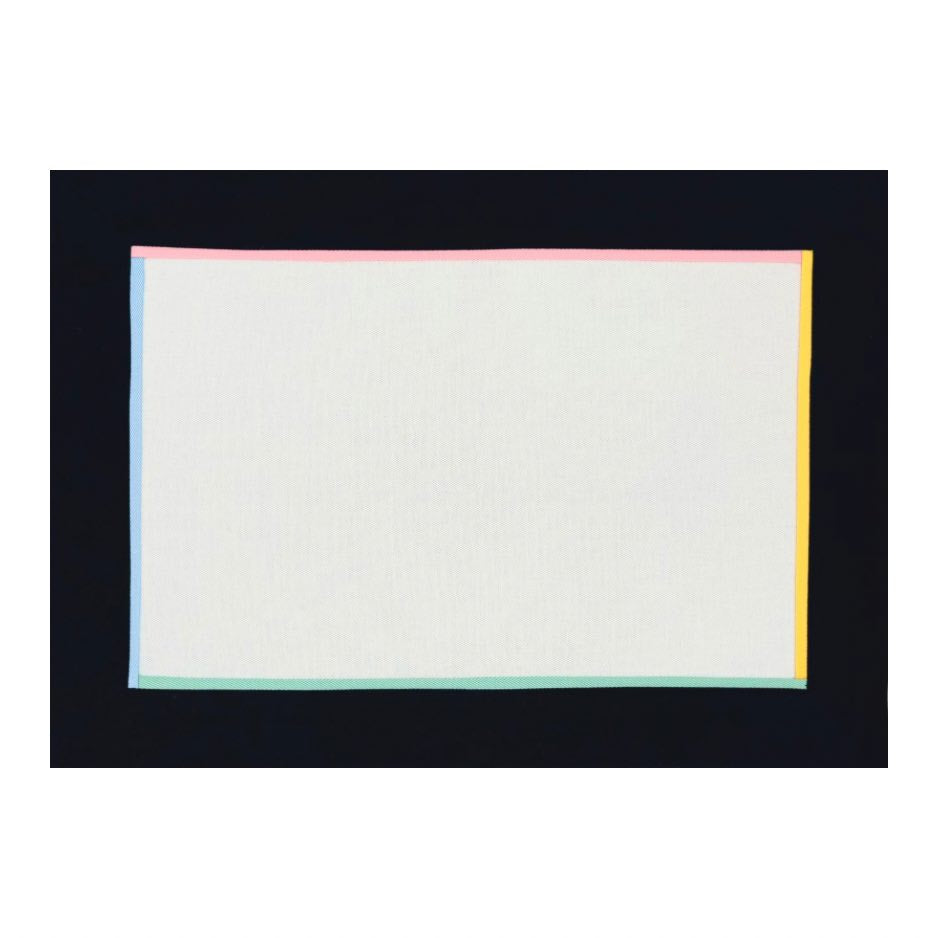 The Classic black and rainbow placemats.