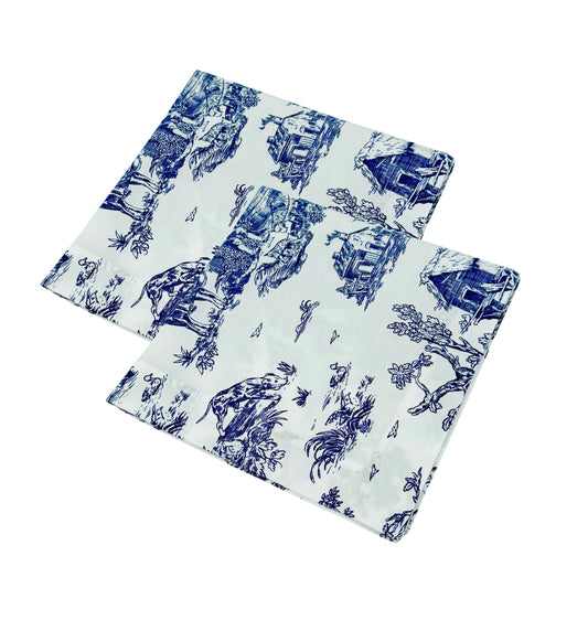 Toile napkins burgundy