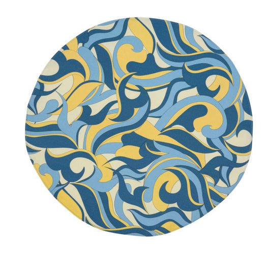 The geometric placemat in blue.