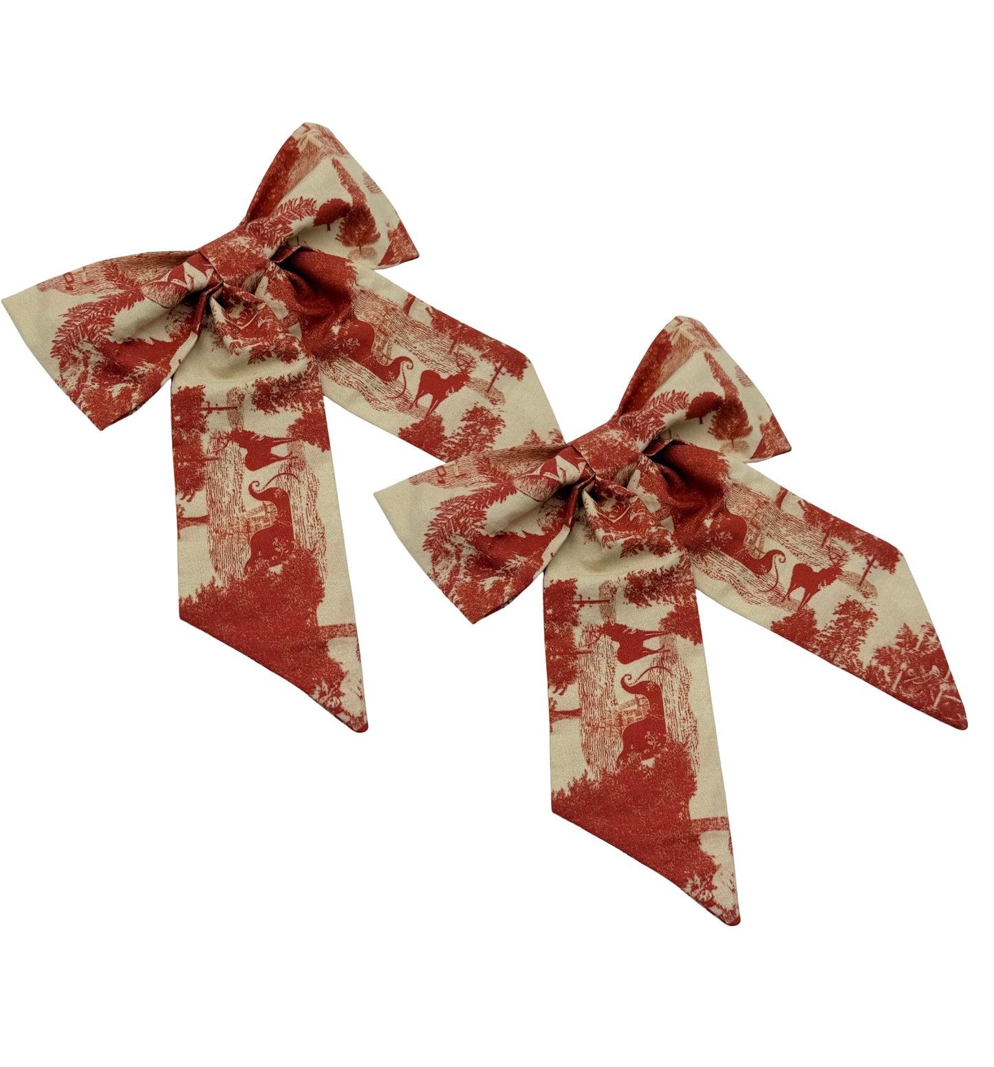 Christmas toile bow napkin ring