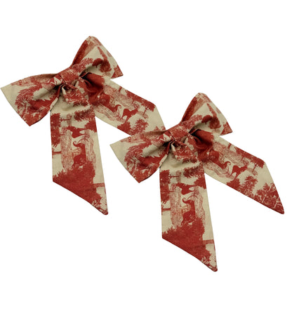 Christmas toile bow napkin ring