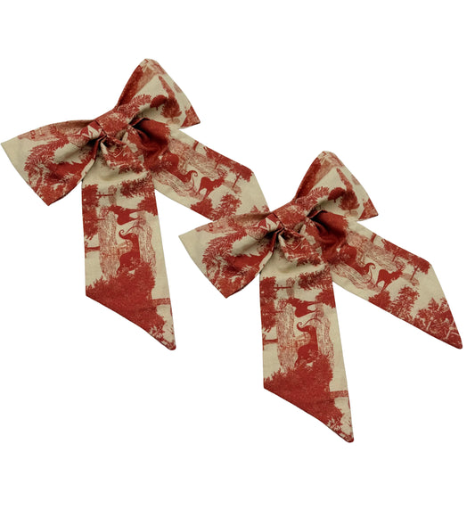 Christmas toile bow napkin ring