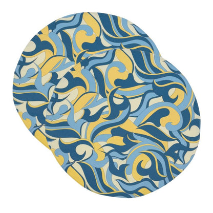 The geometric placemat in blue.