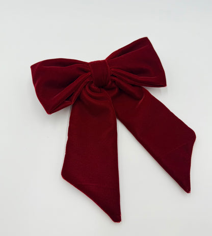 Burgundy velvet bow  napkin ring