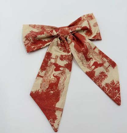 Christmas toile bow napkin ring