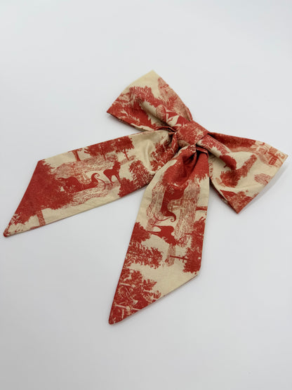 Christmas toile bow napkin ring
