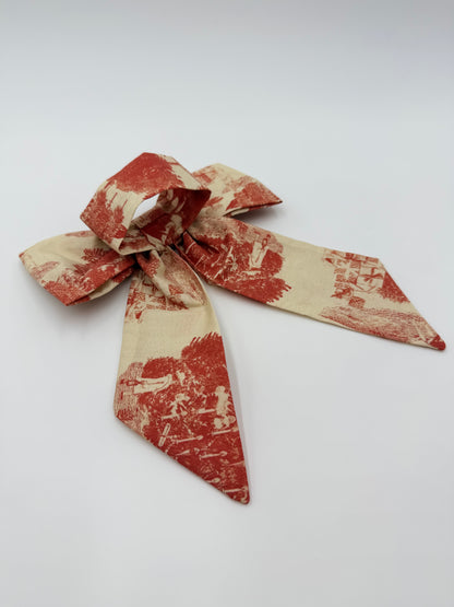 Christmas toile bow napkin ring