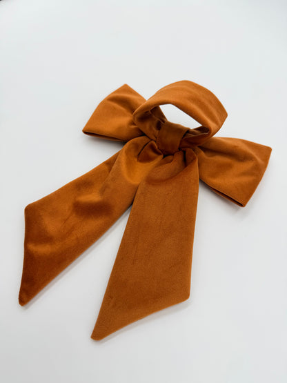 Orange pumpkin velvet bow napkin ring