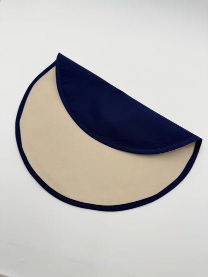 Navy and cream round placemats