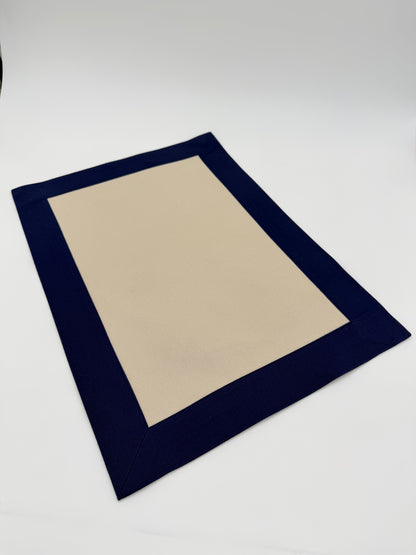 Navy and cream box placemats.