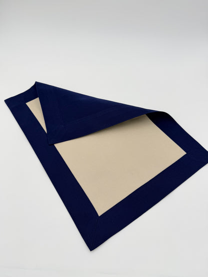 Navy and cream box placemats.
