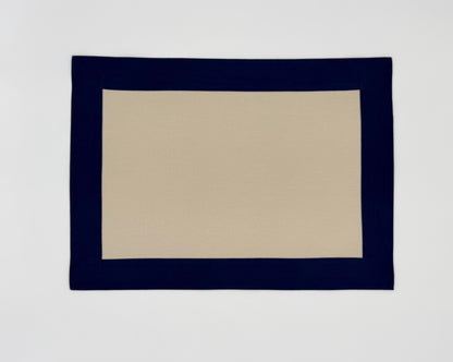 Navy and cream box placemats.